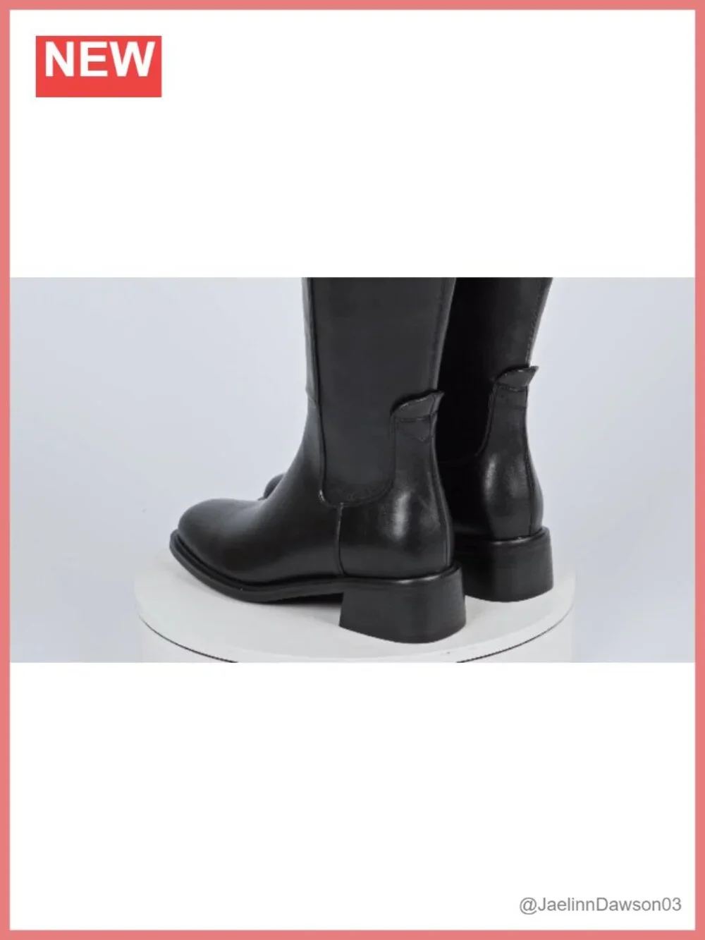 Women's Stretch Knee High Boots Block Low Heel Square Toe Zip Faux Leather